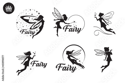 beautiful fairy monochrome vector template 