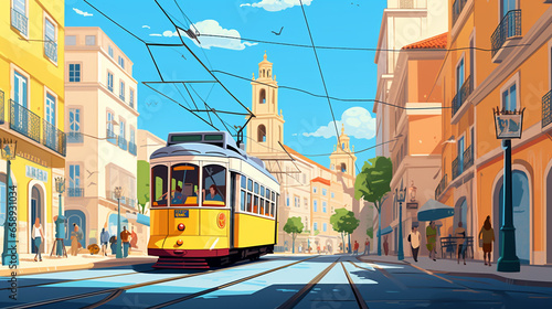 Lisboa ilustração, cidade colorida