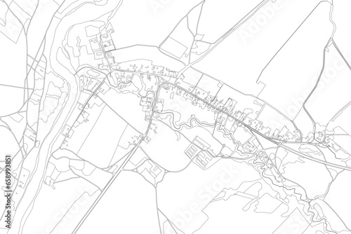 Part of urban plan of a town with river. Vector map.