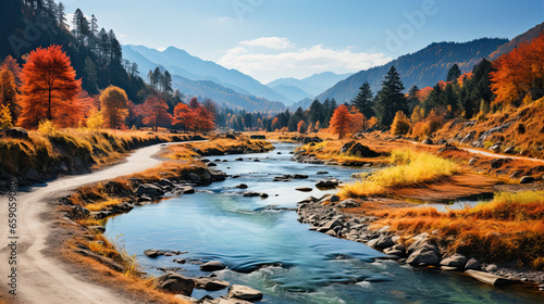 autumn landscape, trees by the river