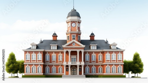 Town hall isolated on white created with Generative AI