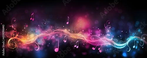 Abstract music background with musical notes and bokeh. musical note background.
