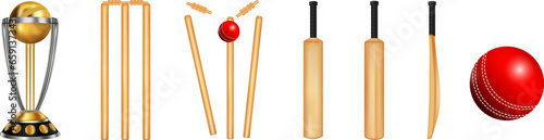  Cricket Batsman, Bowler Silhouettes Elements 