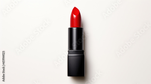 Top-View Red Lipstick on Seamless White Background