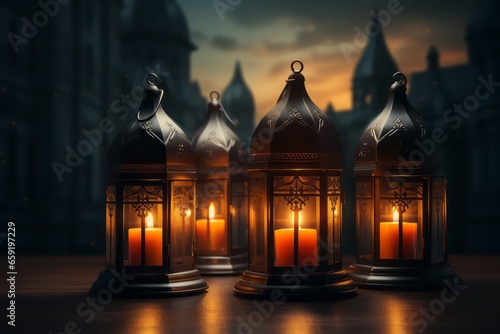 Ramadan festival lantern in the night