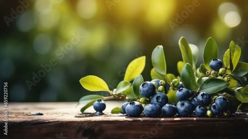 Fresh blueberries on a wooden table