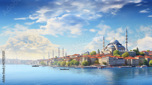 Skyline Istanbul Mosque Background