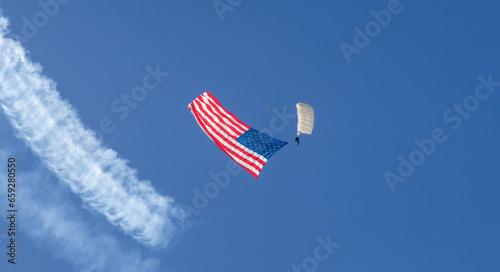 American Flag parachute demonstration at an airshow 