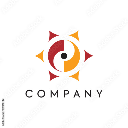 Star compass adventure power sports energy round lines move business, logo, design, brand identity, flat logo, company, editable, vector