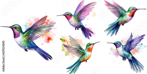 watercolor Hummingbird on white background