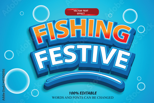 3d editable text fishing effect vector alphabet fishing logotype, headline text effect suitable for fishing community logo or jersey design