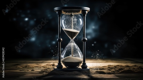 A cracked hourglass or a shattered clock