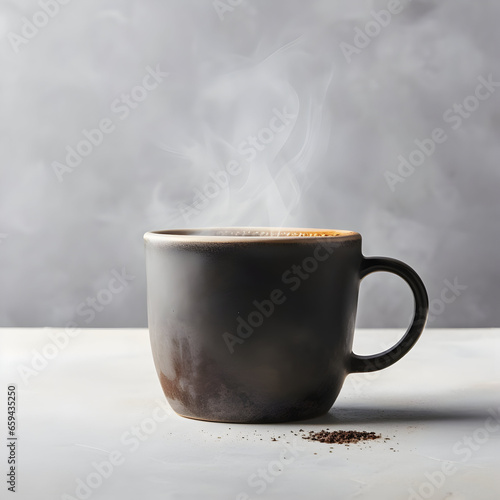 Cup of coffee black rustic mug