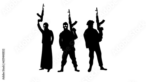 Set of terrorist silhouettes