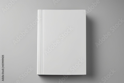 White Book on Gray Background. Realistic Three-Dimensional Paperback with Blank Empty Pages