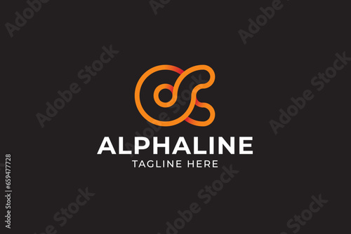 alpha line art concept gradient color logo vector design