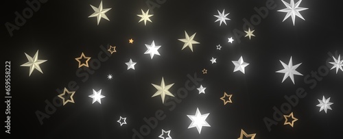 Holiday Stardust Rain: Brilliant 3D Illustration Showcasing Descending Christmas Stars