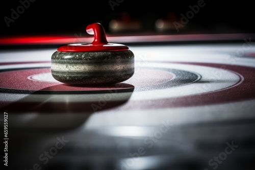 Curling sport closeup target. Work circle. Generate Ai