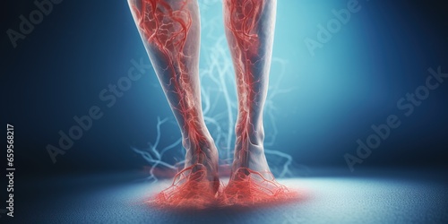 Close-up view of a leg affected by varicose veins , concept of Vascular disorder