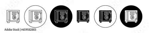 Open safe box Line Icon Set. Security safety vault icon suitable for apps and websites UI designs.