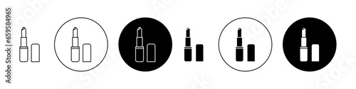 Lipstick set icon set. Makeup cosmetic lipstick product vector symbol. Suitable for UI designs.