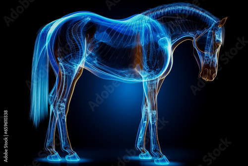 Horses hoof and leg structure X-ray background with empty space for text 