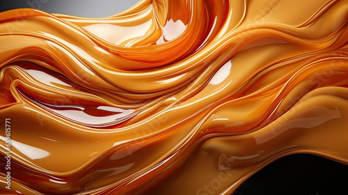 Delicious melted caramel texture, waves, chic food background