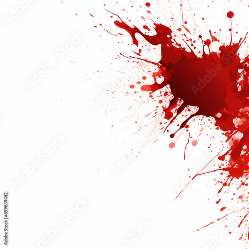 photo blood splash for halloween party on white background