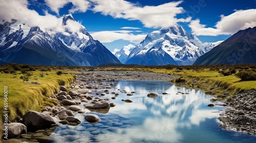 The stunning beauty of the Andes, with snow-capped peaks and lush valleys.