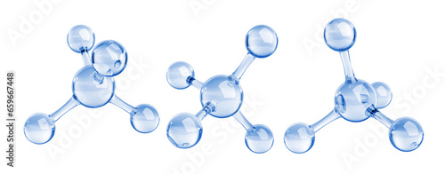 Model of a glass methane molecule. Abstract molecular shape isolated on background. 3d illustration