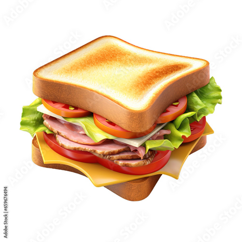 3d Fast food cartoon style sandwich isolated icon, Fast food icon