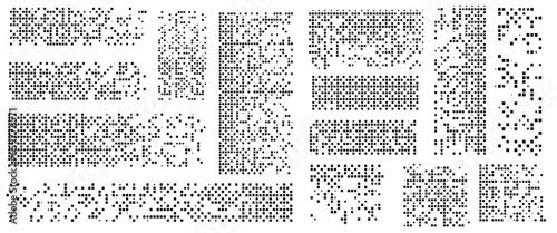 Pixel disintegration background. square halftone vector