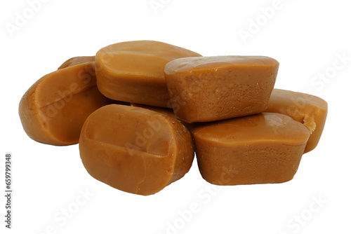 Fudge candies. Polish krówka caramel candies. Fudges without background.