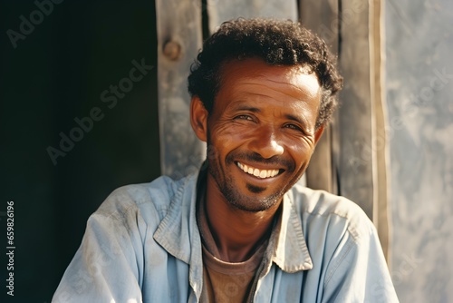 intellegent looking middle age smiling ethiopian man. generative AI