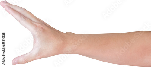 man hand gesture holding something isolated on white background