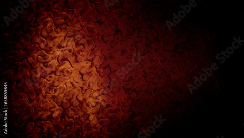 scary grunge red - yellow infernal strange forms relief - abstract 3D illustration