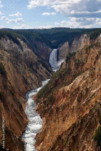 Upper Falls view of the Grand Canyon of the Yellowstone in Yellowstone National Park 