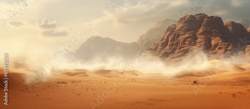 The wind stirs up dust in desert regions With copyspace for text