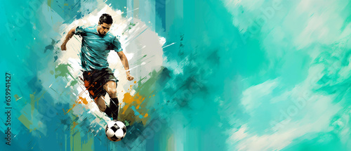 Man playing soccer, football sport banner illustration