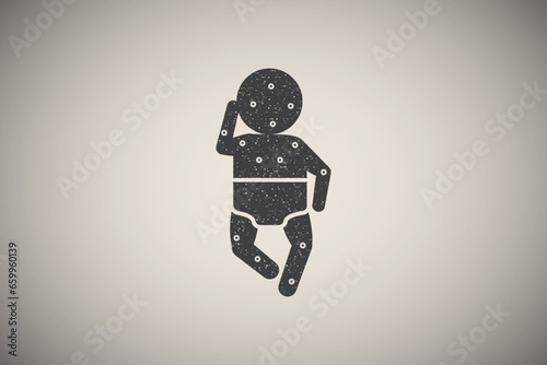 Baby, measles icon vector illustration in stamp style