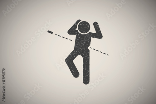 Kill shot murder icon vector illustration in stamp style