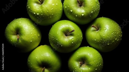 Generate a photography of granny smith apples