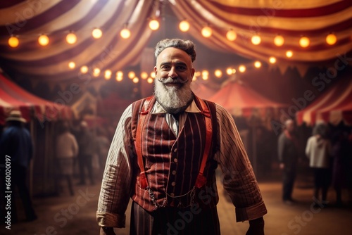 Portrait of a joker man old man in joker costume at the circus waiting festival backstage Generative AI