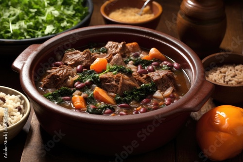 brazilian feijoada stew with beans and pork