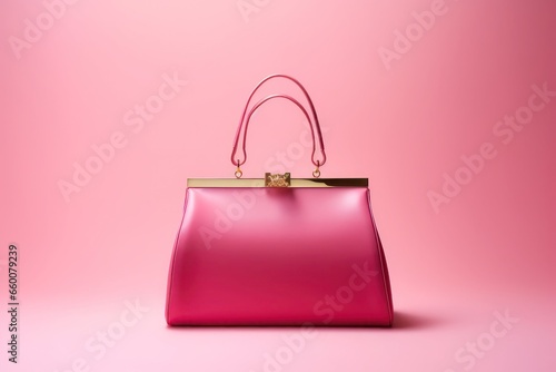 pink woman hand bag isolated on bright background
