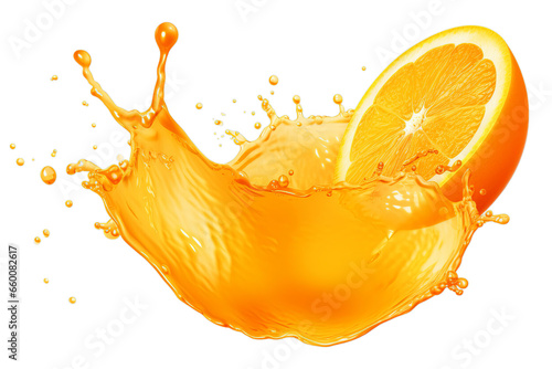 Orange juice splash isolated on transparent background PNG