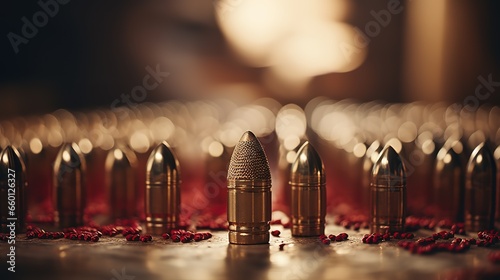 Lots of bullets close up. Military attribute.