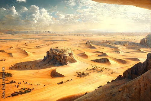An Epic Vast Desert from 20 off the ground Photorealism 