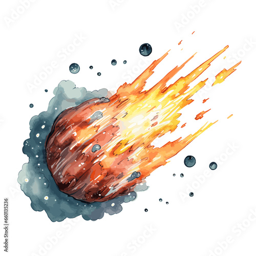 Aquarell eines flammenden Meteoriten vektor