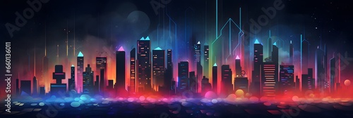 night city landscape with neon glow and vivid colors.